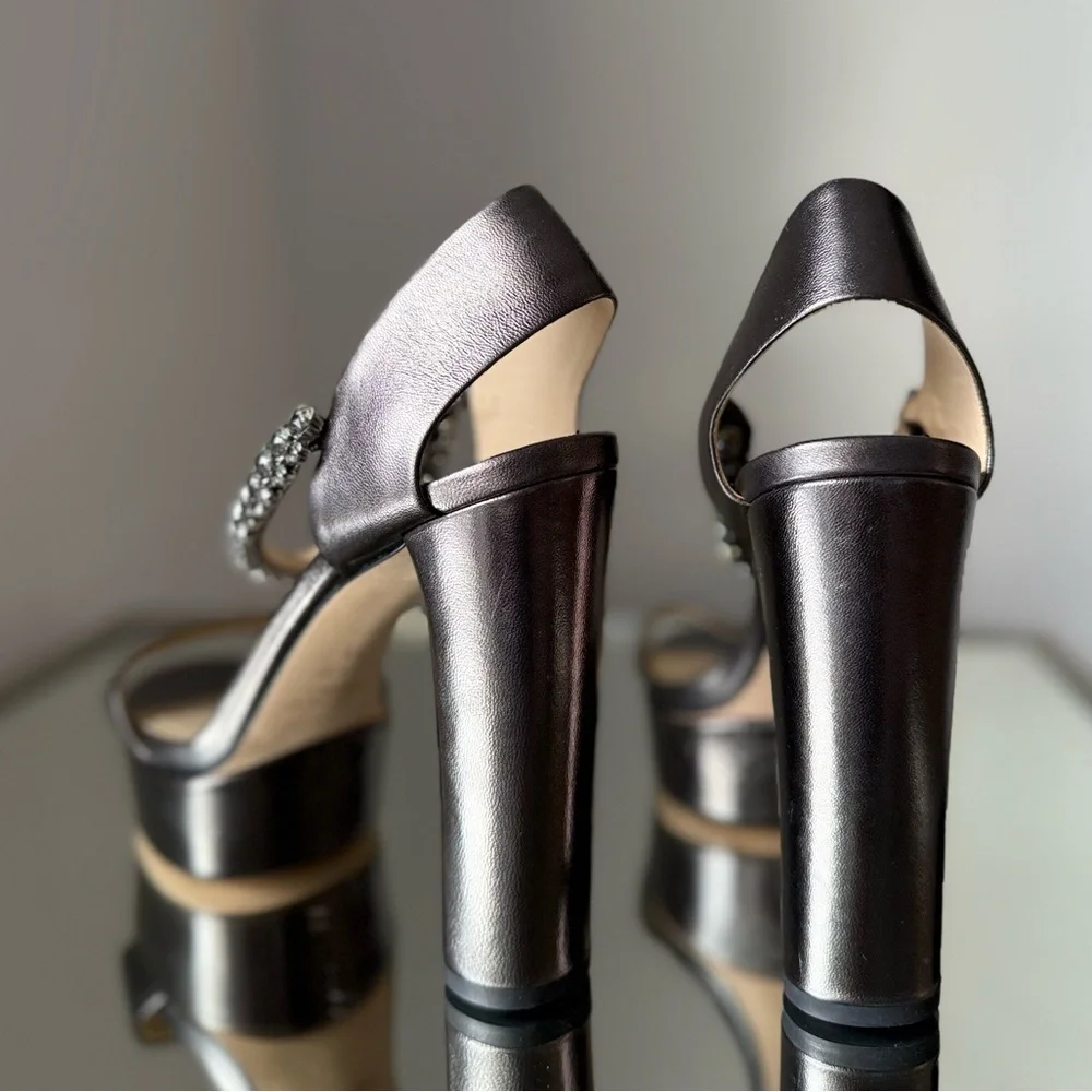 New Jimmy Choo Santina Embellished Satin Platform Sandals  $1,150 38